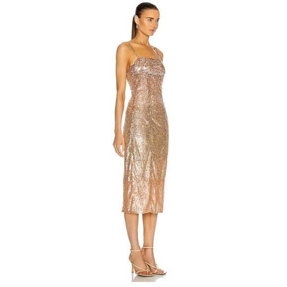 Rêve Riche Maida Midi Dress in Champagne Degrade Size 36 XS 2-4 US $1095 - Picture 6 of 9